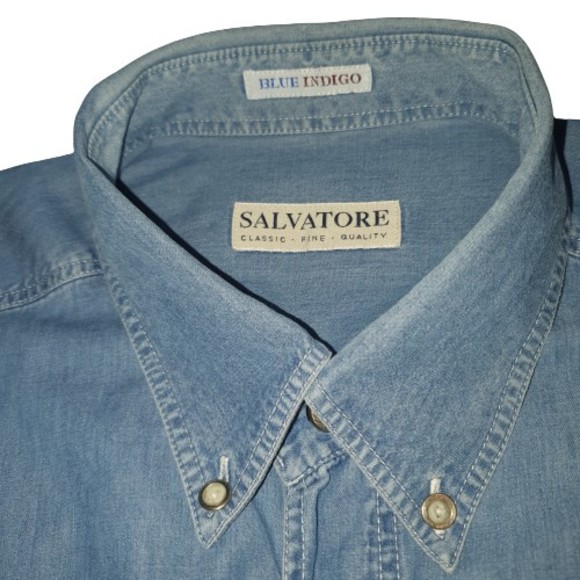 Mens Size Chest 52-53" Collar 47cm Vintage Light Blue Denim Shirt - Picture 2 of 10